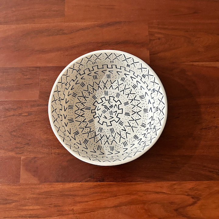 Decorative Etched Soapstone Bowl - 8"