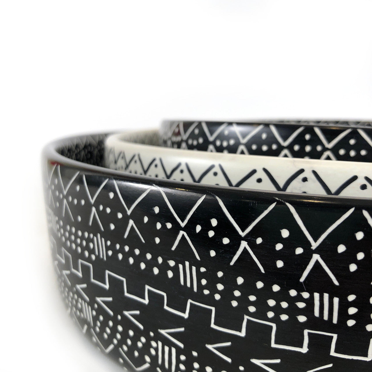 Decorative Etched Soapstone Bowl 12" Black