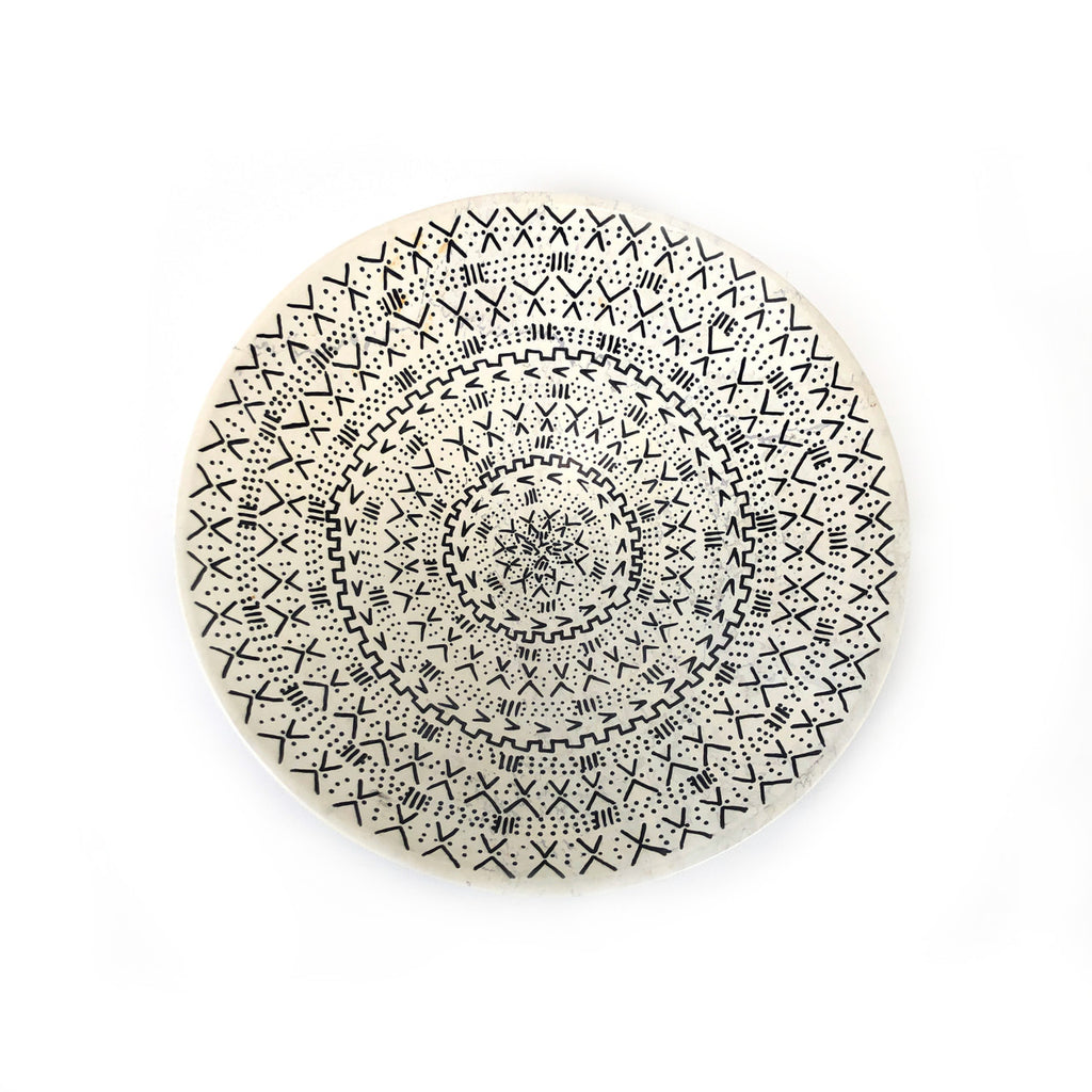 Decorative Etched Soapstone Platter 10"