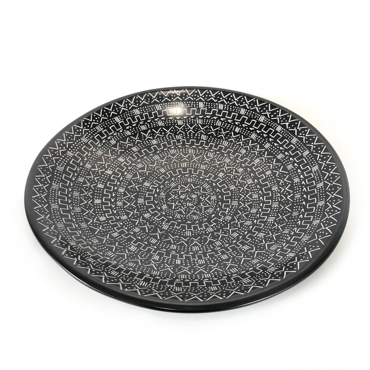 Decorative Etched Soapstone Platter 12" Black