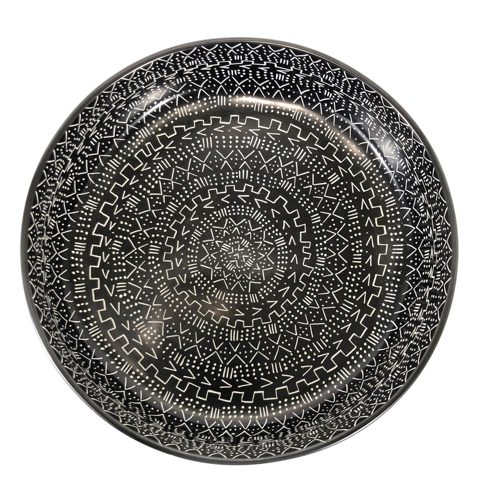Decorative Etched Soapstone Bowl 12" Black