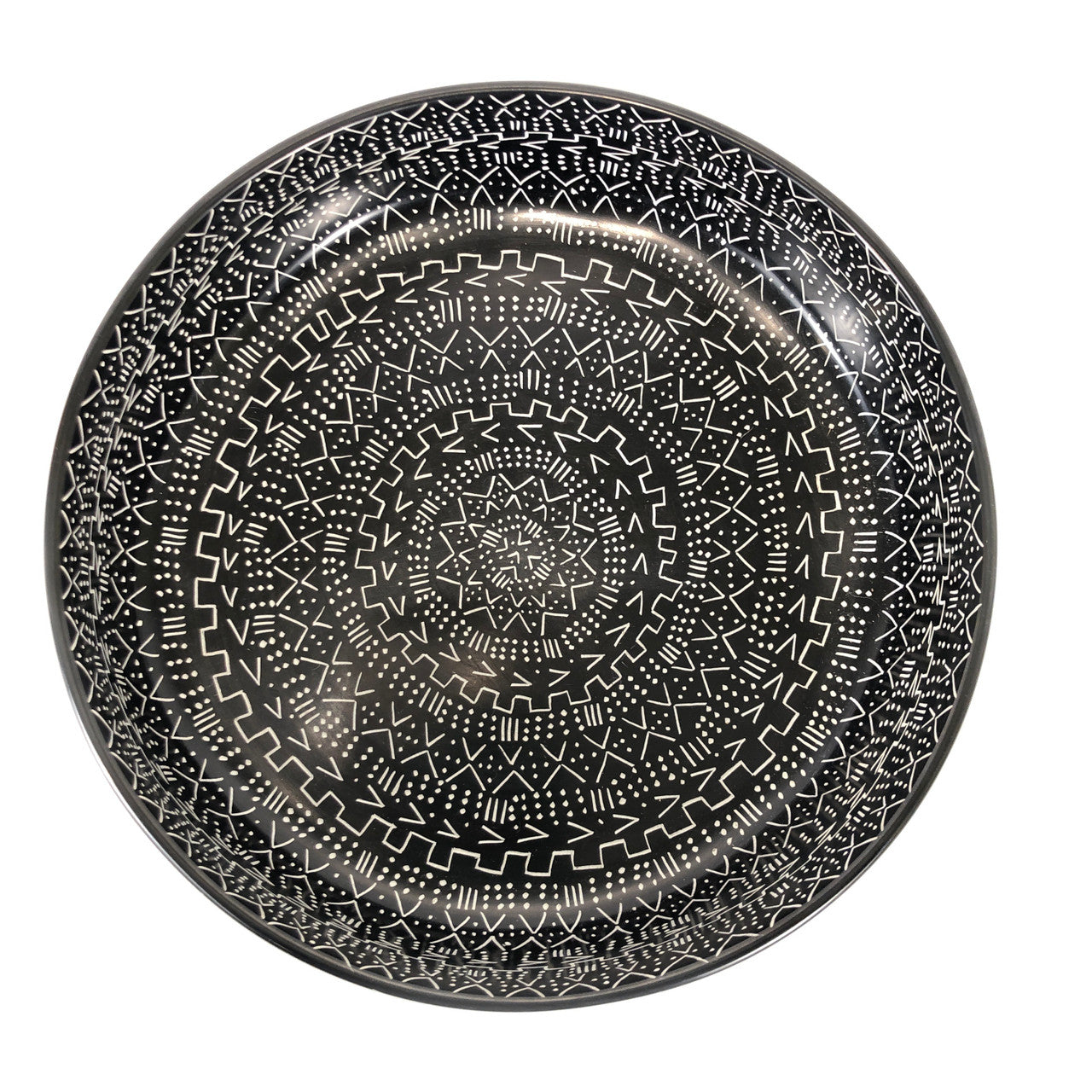 Decorative Etched Soapstone Bowl 12" Black