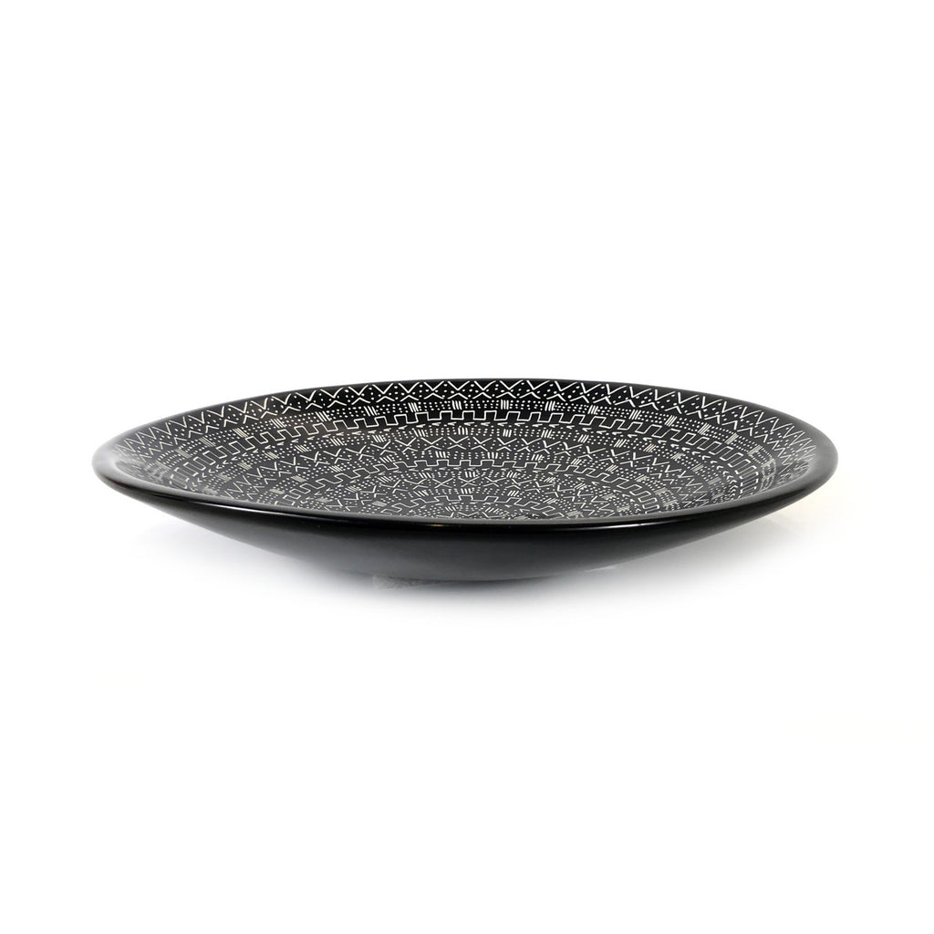 Decorative Etched Soapstone Platter 12" Black