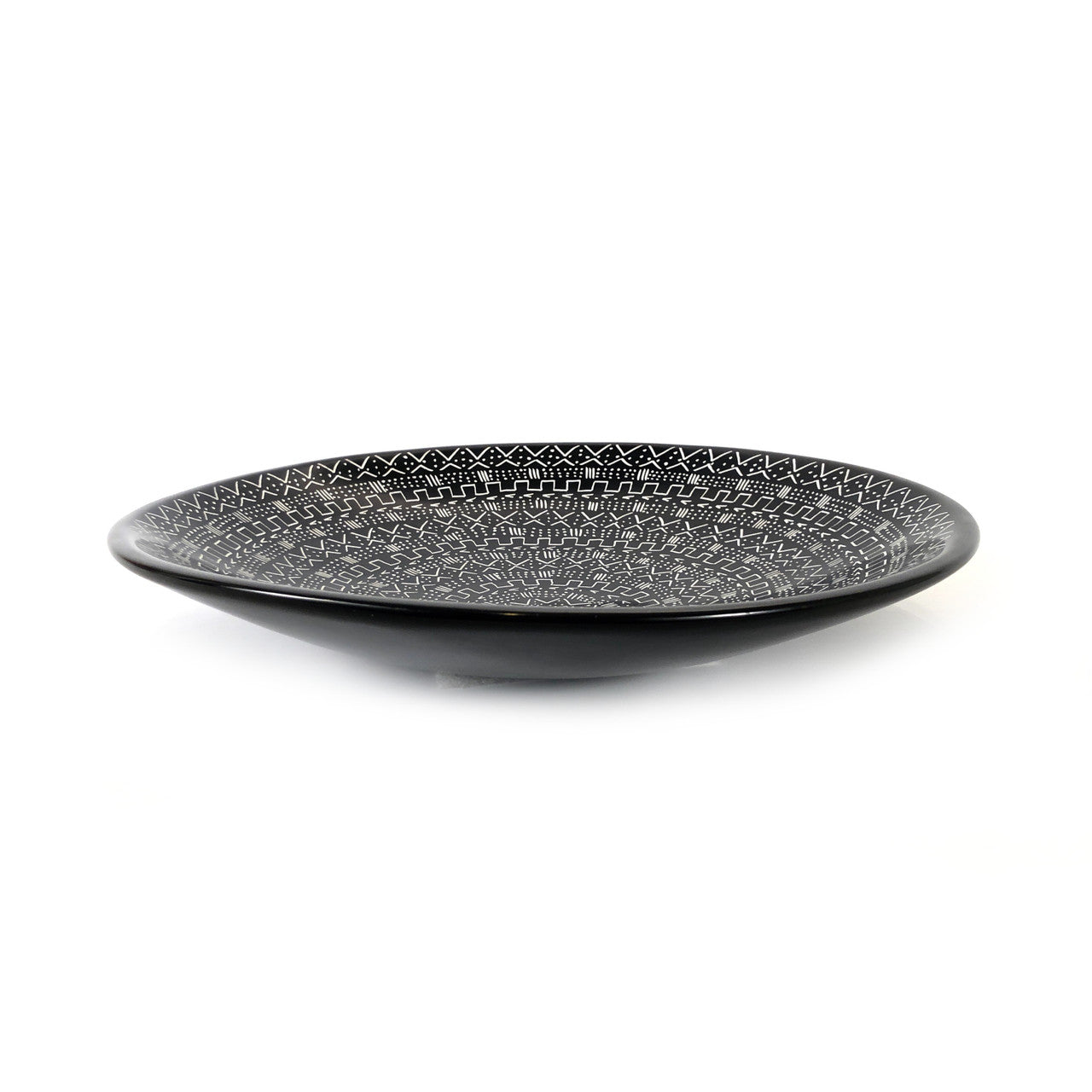 Decorative Etched Soapstone Platter 12" Black