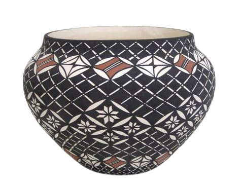 Geo Floral Pattern Pottery Vase