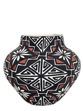 Geometric and Floral Pottery Vase