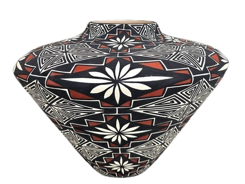 Floral and Geometric Pottery Vase
