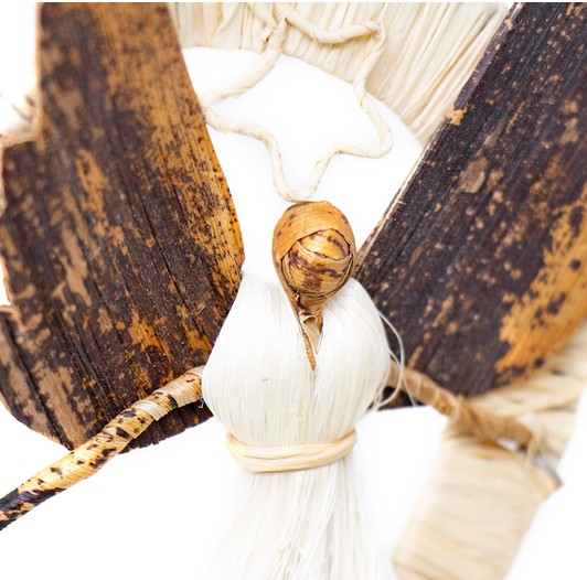Banana Fiber Angel Swinging on Crescent Moon