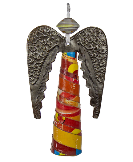 Upcycled Multi Colored Angel Ornament