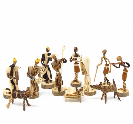 Banana Fiber Christmas Nativity 12 Piece Set