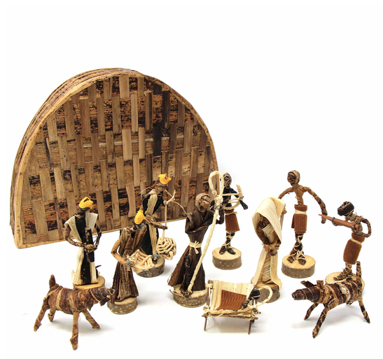 Banana Fiber Christmas Nativity 13 Piece Set