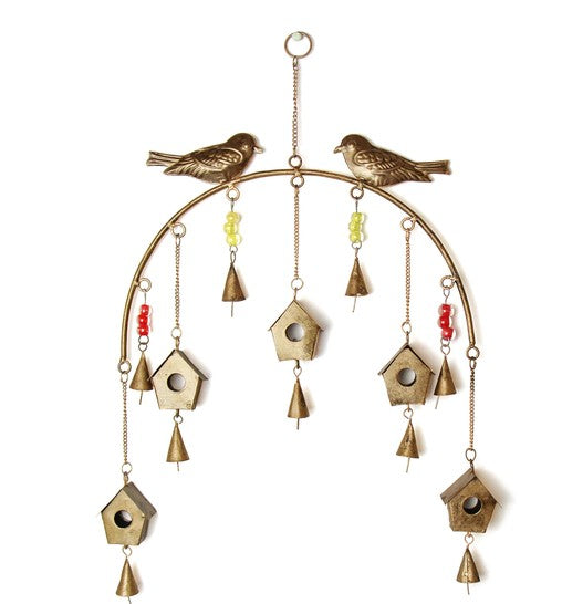 Recycled Iron Birdhouse Wind Chime