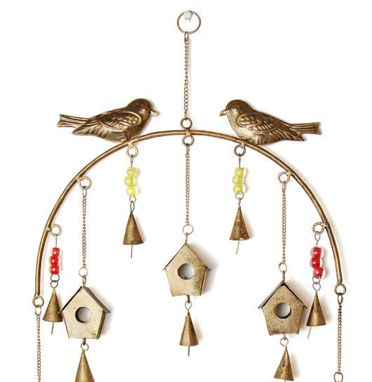 Recycled Iron Birdhouse Wind Chime