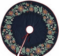 Navy Blue Floral Christmas Tree Skirt