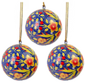 Red Poppy Floral Set of 3 Ornaments
