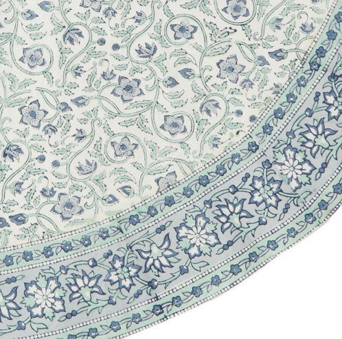 Boho Blue Floral Christmas Tree Skirt