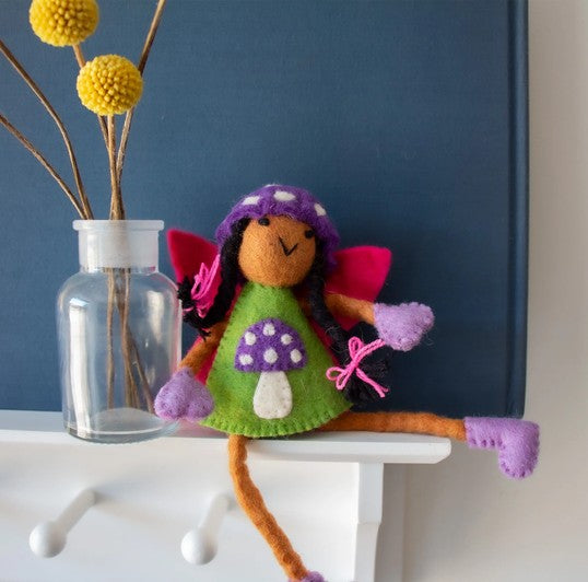 Mushroom Bonnet Tooth Fairy Doll Brown Skin