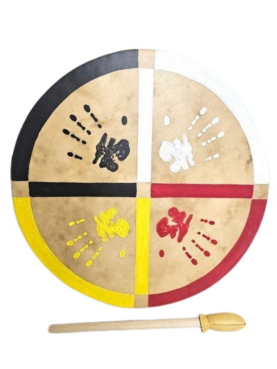 Native American Cherokee Buffalo Hide Drum - Healing Hands