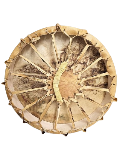 Native American Cherokee Buffalo Hide Drum - Wild Horses
