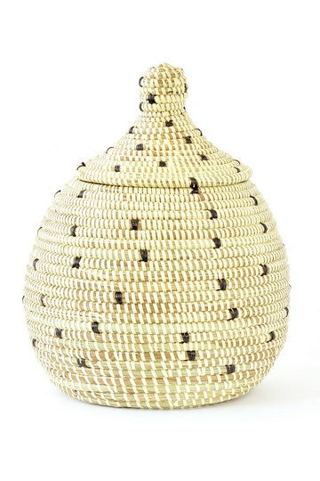 Senegal Natural & Black Storage Basket with Lid