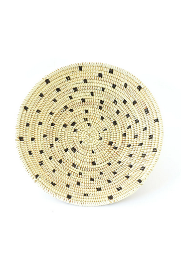 Senegal Natural and Black 12" Round Table Basket