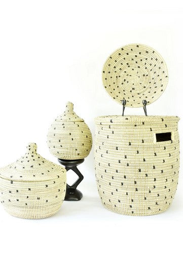 Senegal Natural & Black Storage Basket with Lid