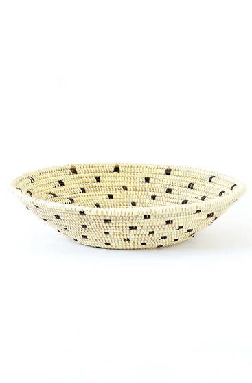 Senegal Natural and Black 12" Round Table Basket