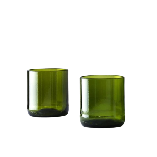Set of 2 Recycled Green Drinking Glasses