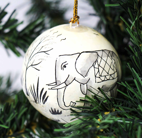 African Elephant Set of 3 Ornaments