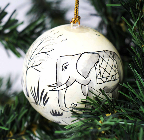 African Elephant Set of 3 Ornaments