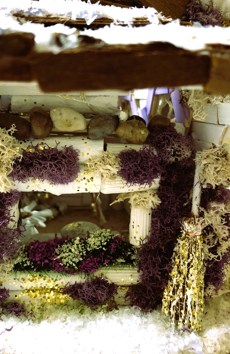 Fairy House Gold Leaf Winter Cottage