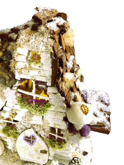 Fairy House Gold Leaf Winter Cottage