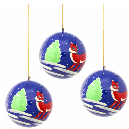 Winter Fox Ornaments Set of 3
