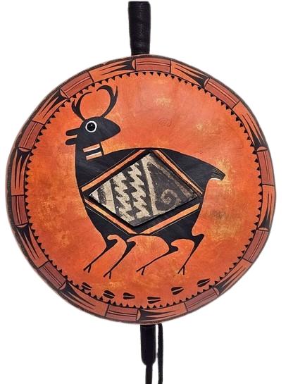 Gourd Made Musical Rattle with Painted Antelope