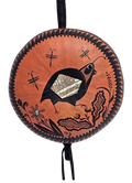 Gourd Made Musical Rattle with Painted Quail and Dragonflies