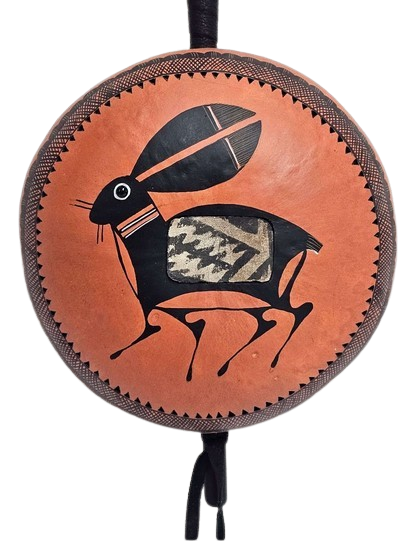 Gourd Made Musical Rattle with Painted Rabbit