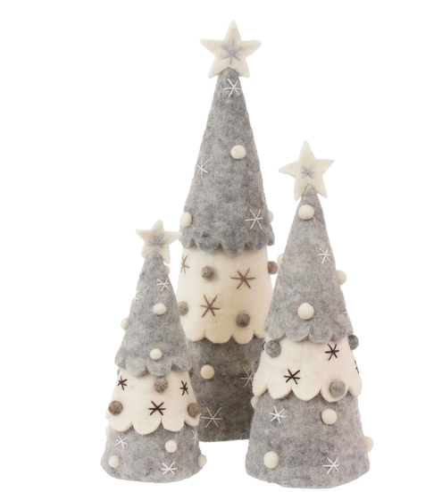 Embellished Christmas Tree Set of 3 (Grey)