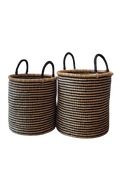Black Striped Laundry Basket