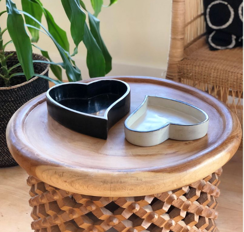 Black and White Heart Bowls Set