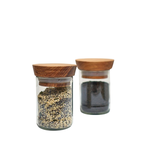 Set of 2 Recycled Clear Glass Storage Jars - Small