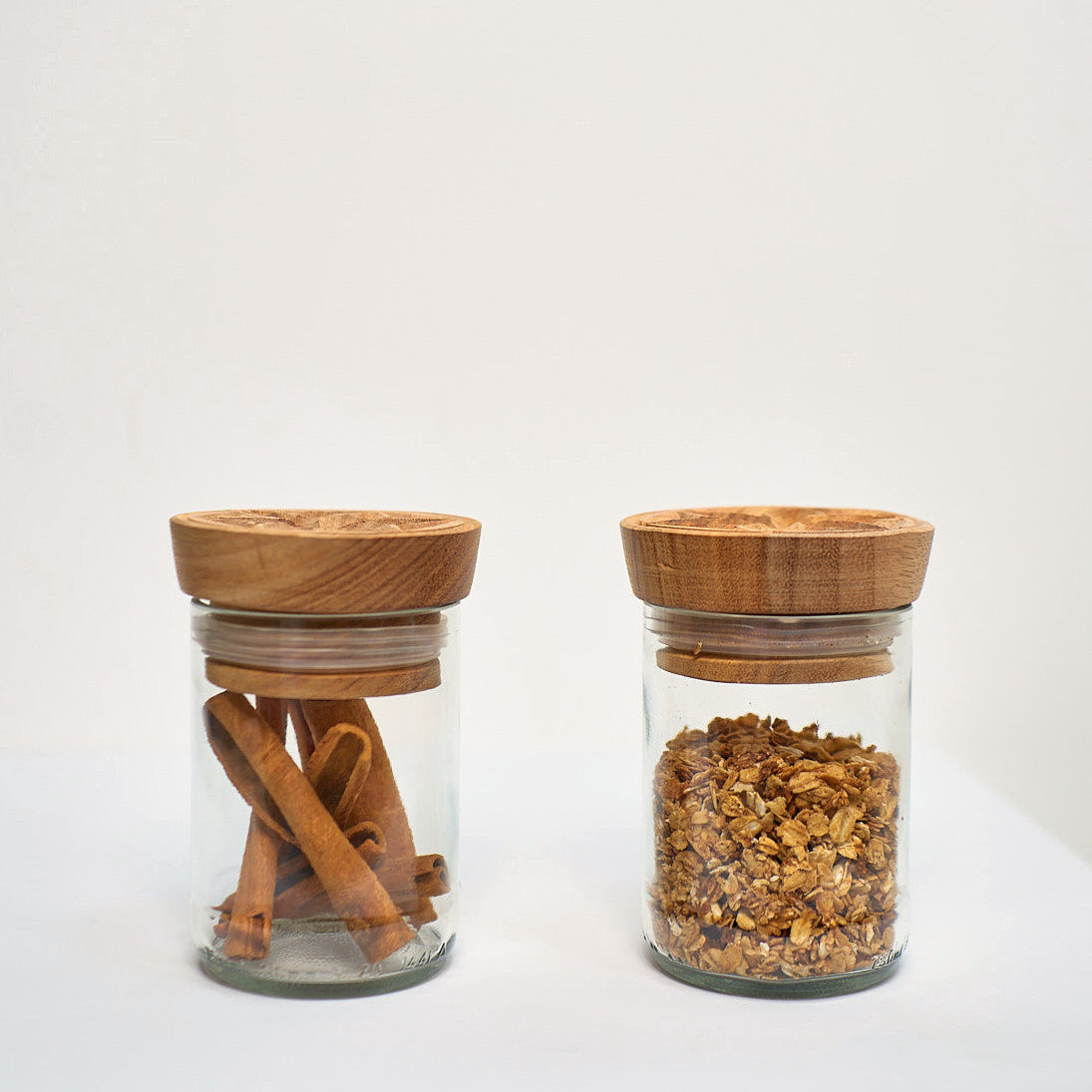 Set of 2 Recycled Clear Glass Storage Jars - Small