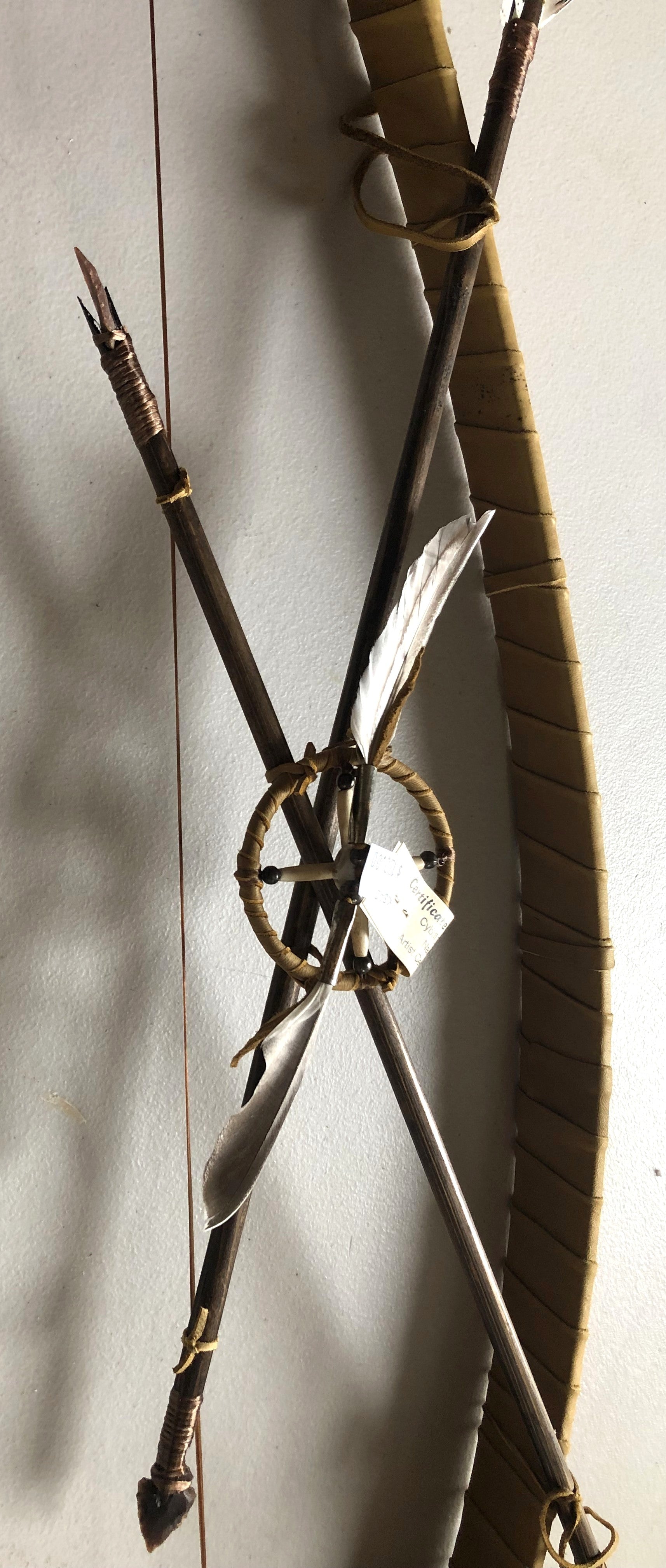 Native American Made Bow with Crossed Arrow