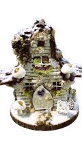 Fairy House Gold Leaf Winter Cottage