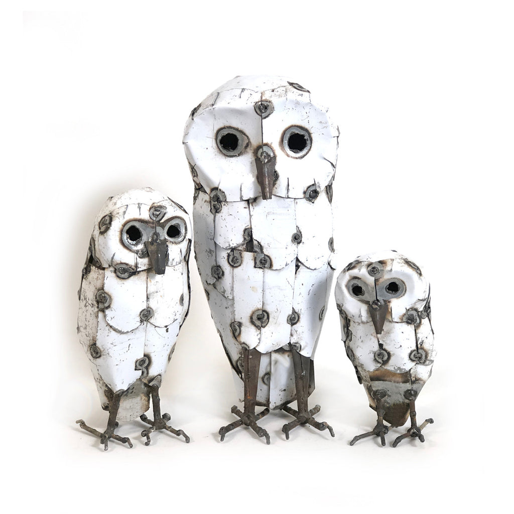 Recycled Metal Snowy Owl