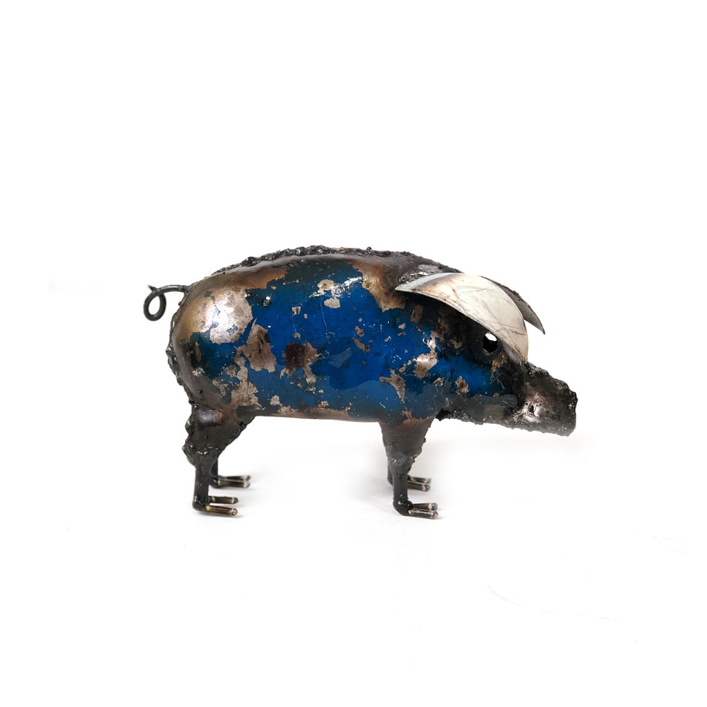 Mosaic Recycled Metal Pot Belly Pig