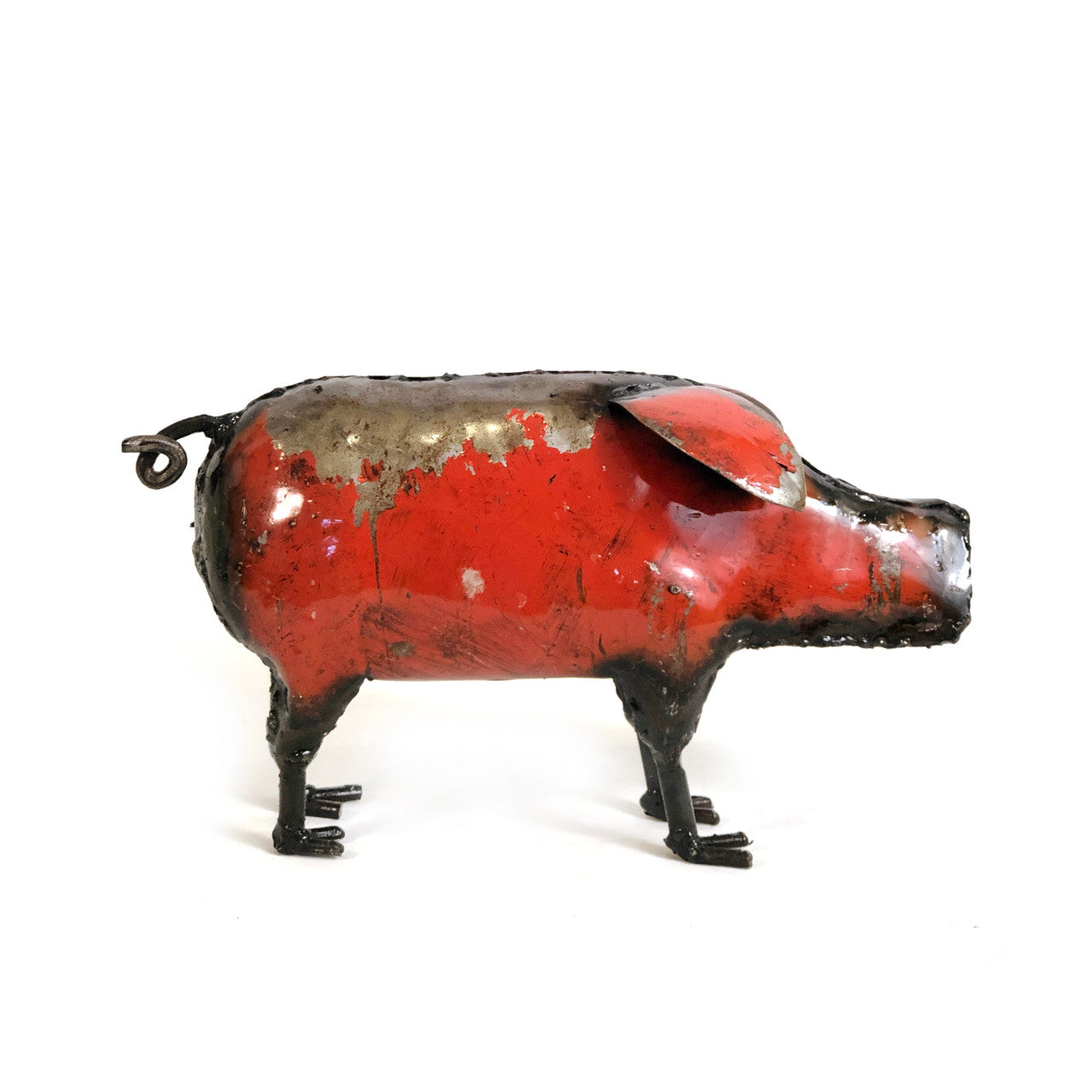 Mosaic Recycled Metal Pot Belly Pig