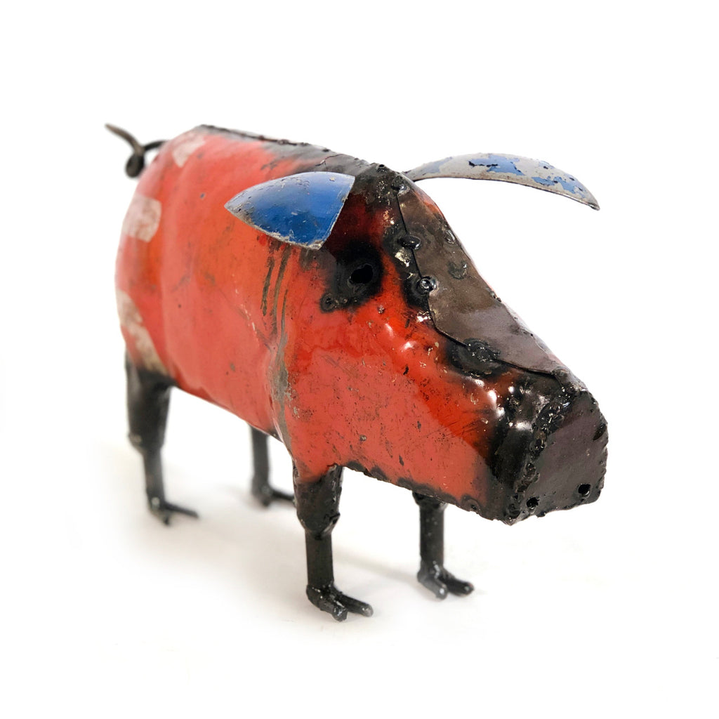Mosaic Recycled Metal Pot Belly Pig