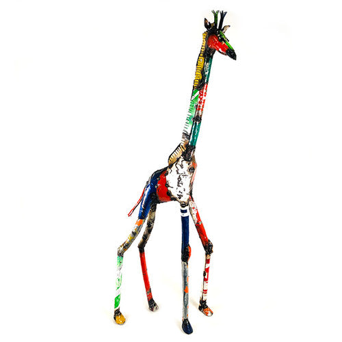 Mosaic Recycled Metal Standing Giraffe