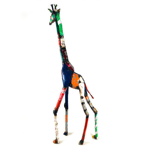 Mosaic Recycled Metal Standing Giraffe
