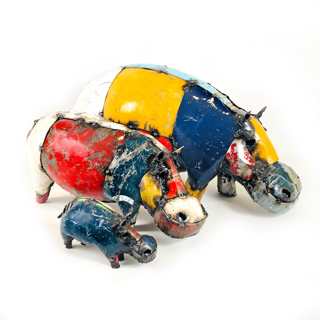 Mosaic Recycled Metal Hippo